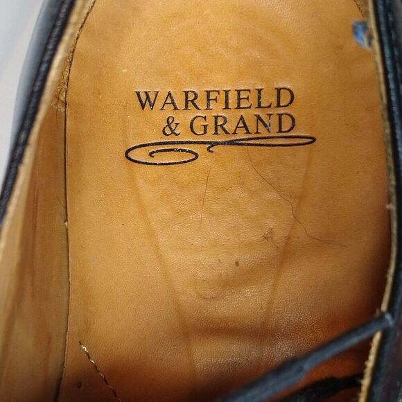 Warfield & Grand Men's Archer Leather Oxford Plain Toe Black Derby Shoes Sz 10.5 - Picture 7 of 12